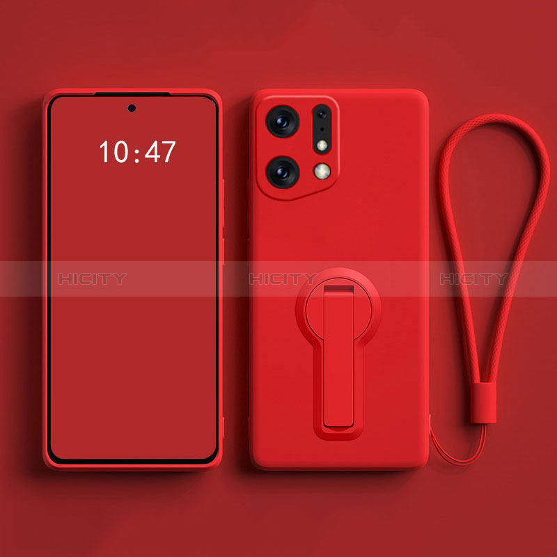 Coque Ultra Fine Silicone Souple Housse Etui avec Support pour Oppo Find X5 5G Rouge Plus
