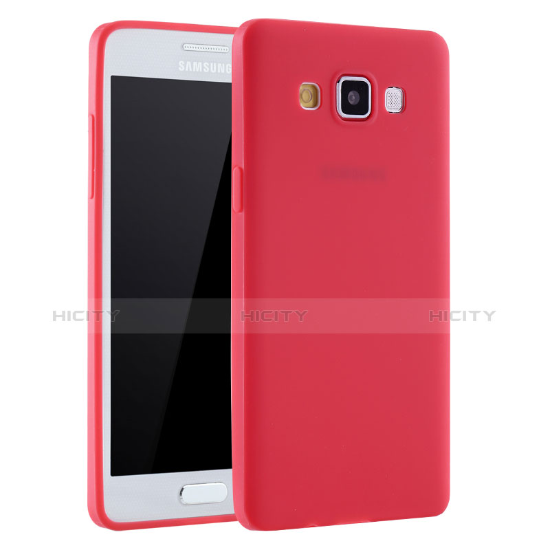 Coque Ultra Fine Silicone Souple Housse Etui S01 pour Samsung Galaxy A7 Duos SM-A700F A700FD Rouge Plus