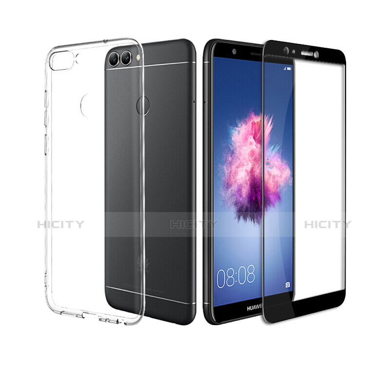 Coque Ultra Fine Silicone Souple Transparente et Protecteur d'Ecran pour Huawei Enjoy 7S Noir Plus