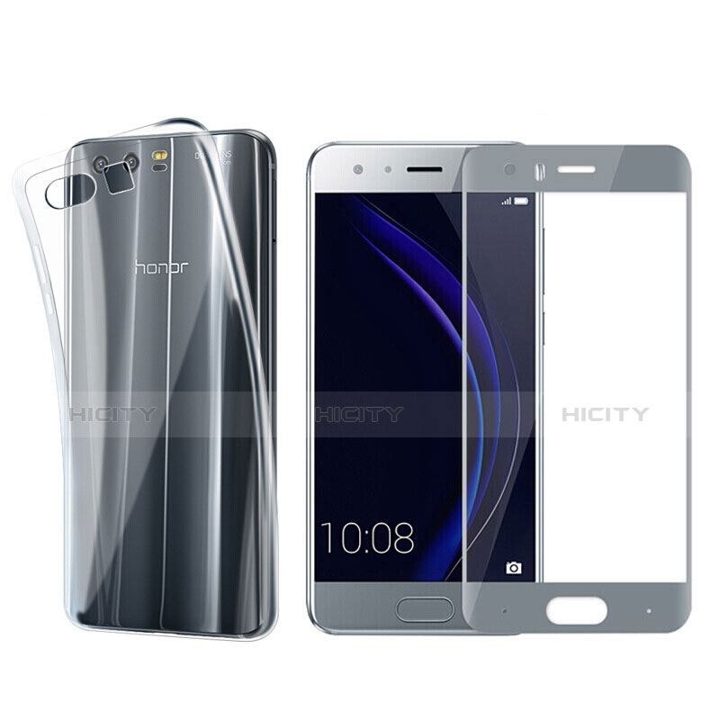 Coque Ultra Fine Silicone Souple Transparente et Protecteur d'Ecran pour Huawei Honor 9 Premium Gris Plus