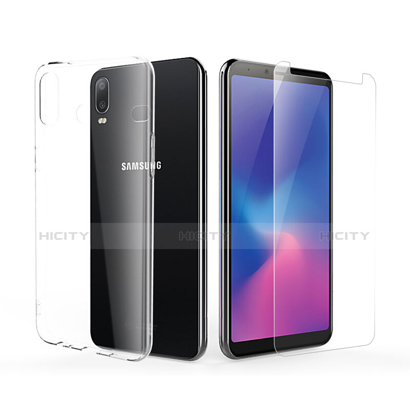 Coque Ultra Fine Silicone Souple Transparente et Protecteur d'Ecran pour Samsung Galaxy A6s Clair Plus