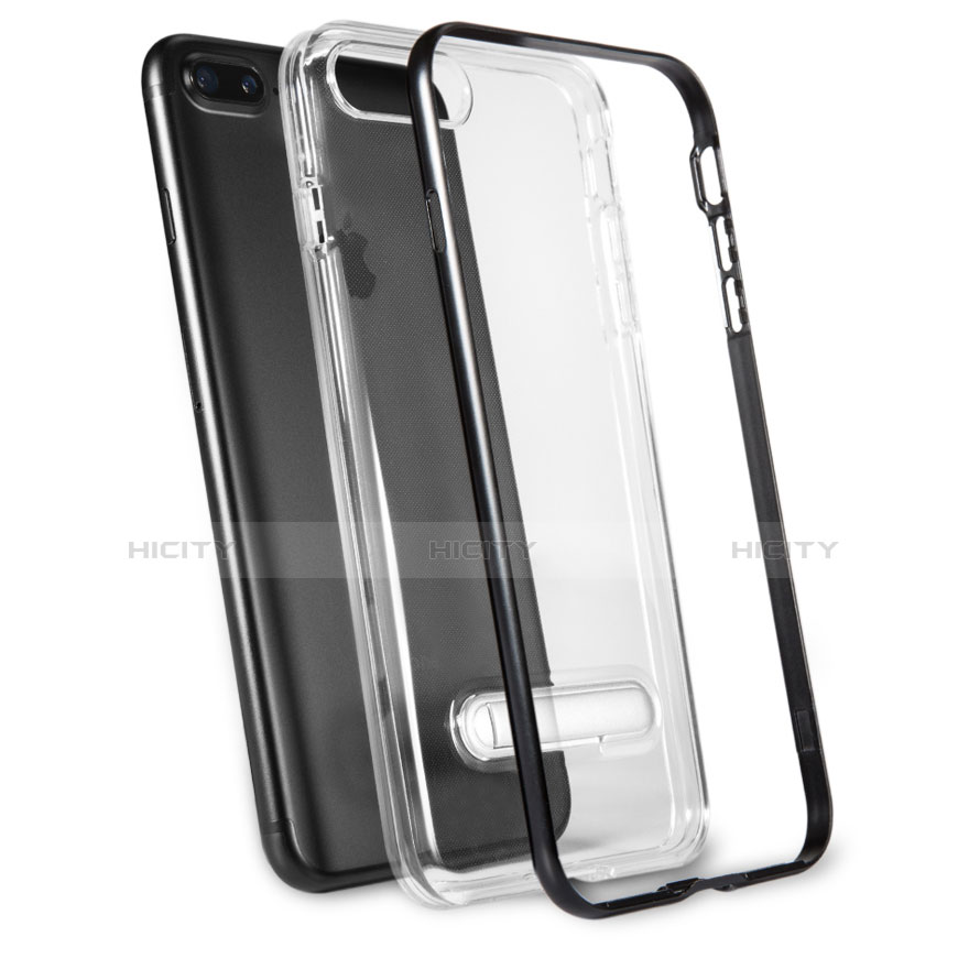 Coque Ultra Fine Silicone Souple Transparente et Support pour Apple iPhone 7 Plus Gris Plus