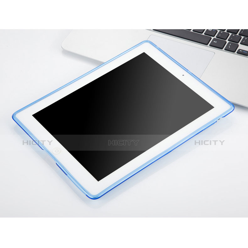 Coque Ultra Fine Silicone Souple Transparente pour Apple iPad 4 Bleu Ciel Plus