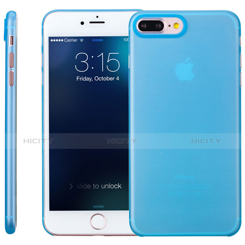Coque Ultra Fine Silicone Souple Transparente T11 pour Apple iPhone 8 Plus Bleu Plus