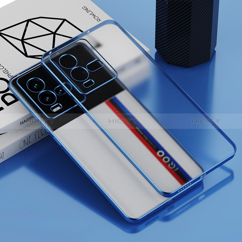 Coque Ultra Fine TPU Souple Housse Etui Transparente AN1 pour Vivo iQOO 10 5G Bleu Plus