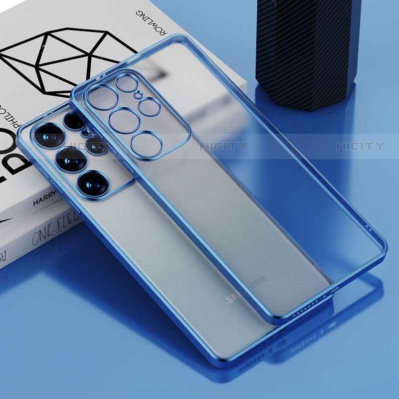 Coque Ultra Fine TPU Souple Housse Etui Transparente C02 pour Samsung Galaxy S21 Ultra 5G Bleu Plus