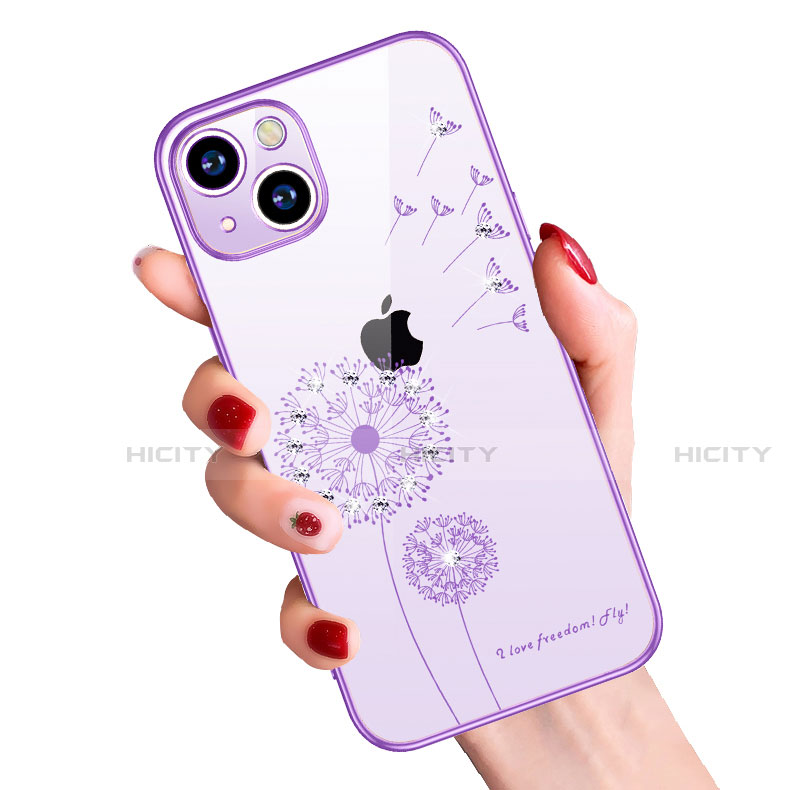 Coque Ultra Fine TPU Souple Housse Etui Transparente Fleurs pour Apple iPhone 13 Mini Plus
