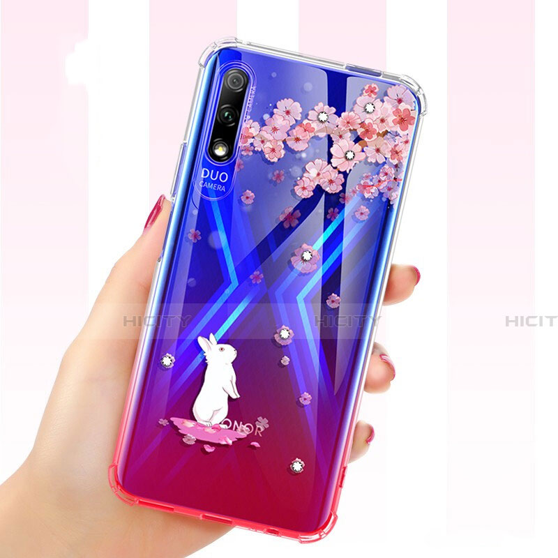 Coque Ultra Fine TPU Souple Housse Etui Transparente Fleurs pour Huawei Honor 9X Plus
