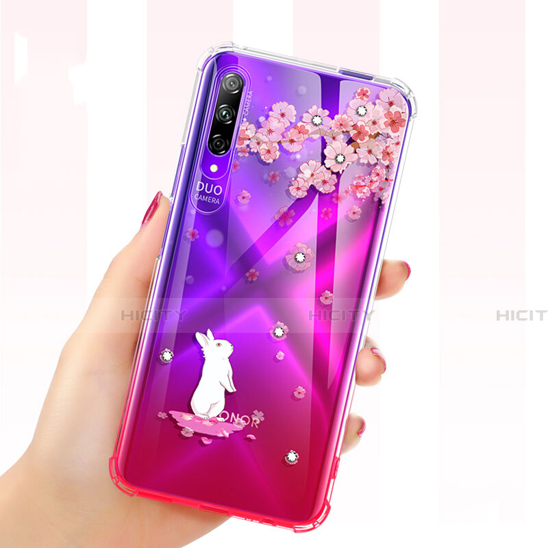 Coque Ultra Fine TPU Souple Housse Etui Transparente Fleurs pour Huawei Honor 9X Pro Plus
