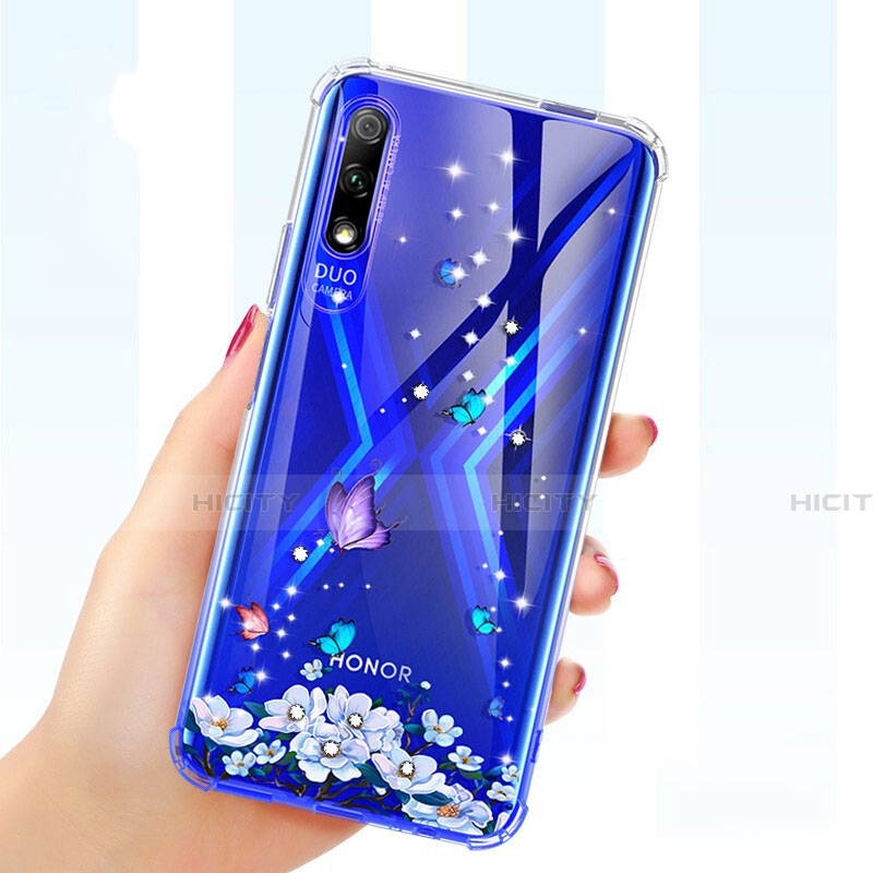 Coque Ultra Fine TPU Souple Housse Etui Transparente Fleurs pour Huawei Honor 9X Violet Plus
