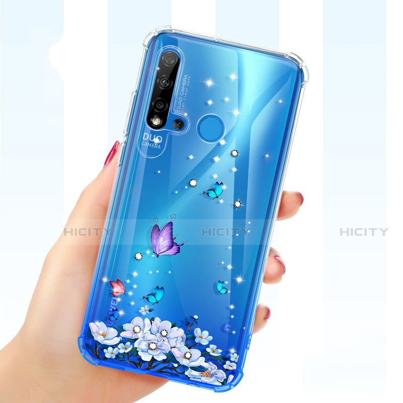 Coque Ultra Fine TPU Souple Housse Etui Transparente Fleurs pour Huawei Nova 5i Plus