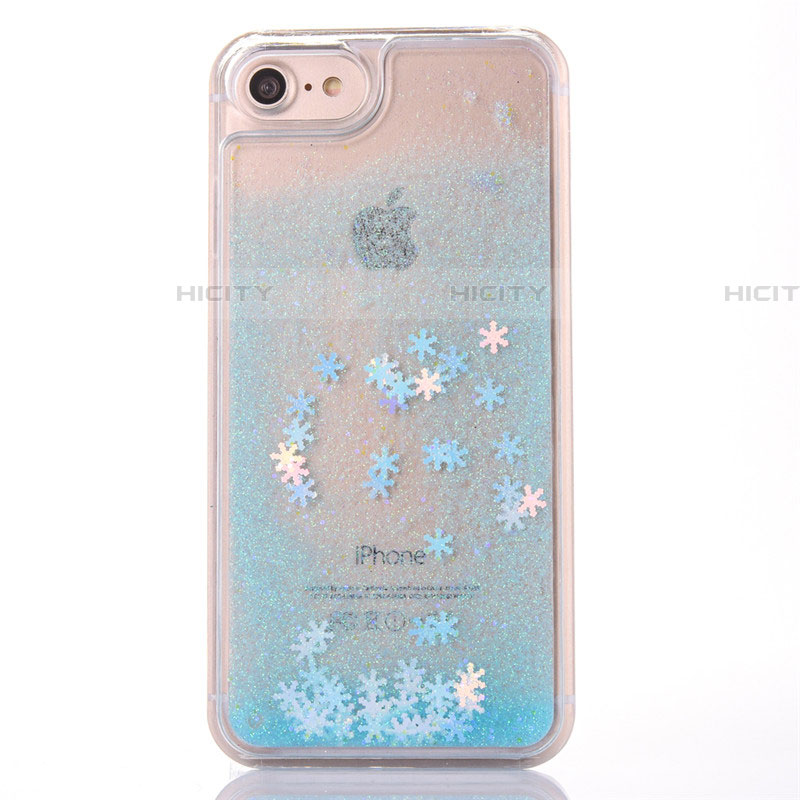 Coque Ultra Fine TPU Souple Housse Etui Transparente Fleurs T01 pour Apple iPhone 7 Bleu Ciel Plus