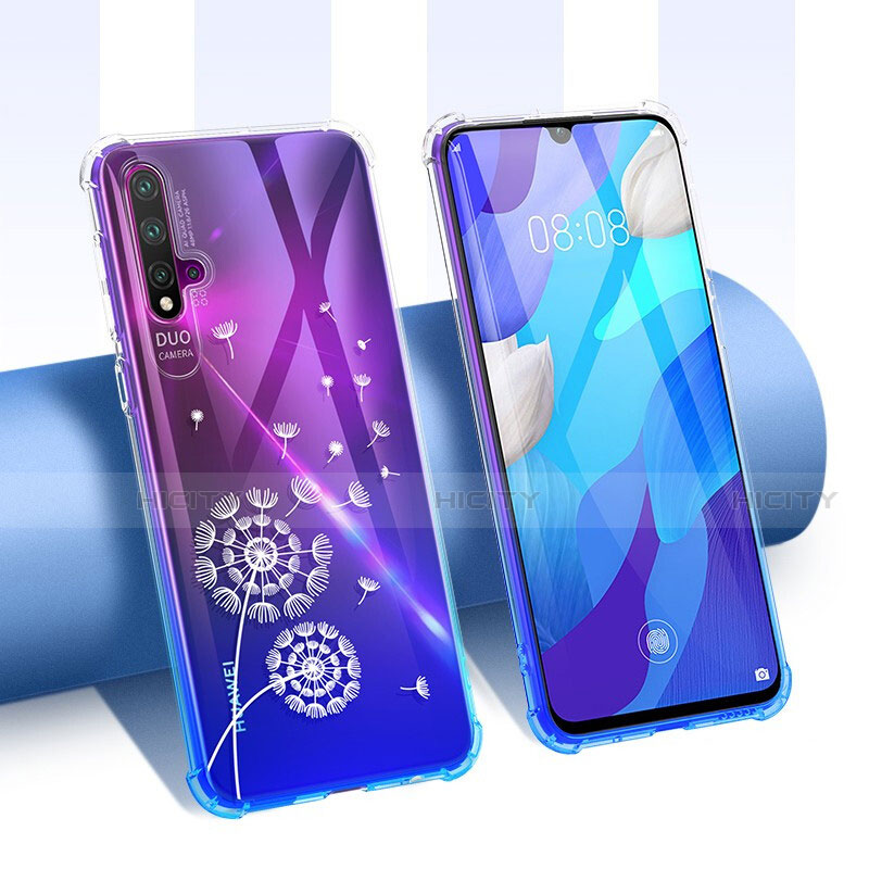 Coque Ultra Fine TPU Souple Housse Etui Transparente Fleurs T01 pour Huawei Nova 5 Plus