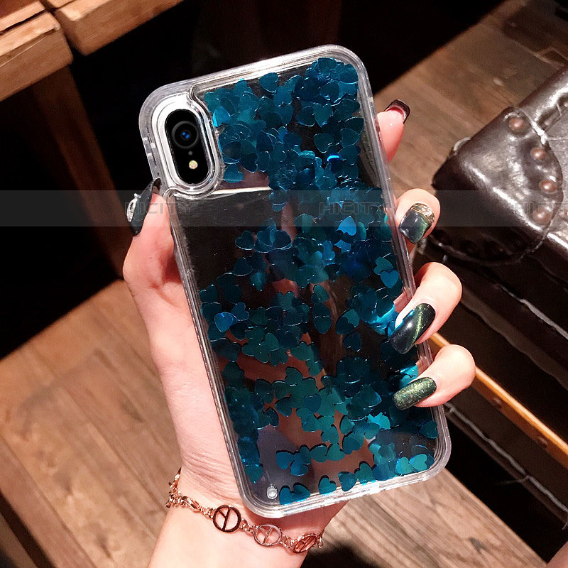 Coque Ultra Fine TPU Souple Housse Etui Transparente Fleurs T26 pour Apple iPhone XR Bleu Plus