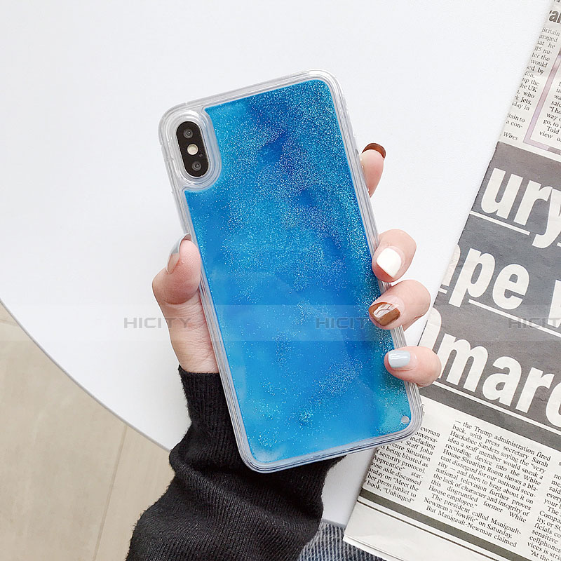 Coque Ultra Fine TPU Souple Housse Etui Transparente Fleurs Z03 pour Apple iPhone Xs Max Bleu Ciel Plus