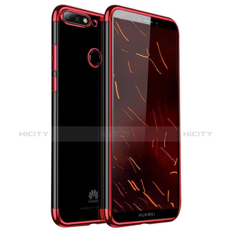 Coque Ultra Fine TPU Souple Housse Etui Transparente H01 pour Huawei Y7 (2018) Rouge Plus
