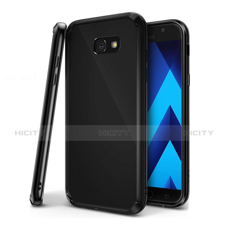 Coque Ultra Fine TPU Souple Housse Etui Transparente H01 pour Samsung Galaxy A7 (2017) A720F Noir Plus