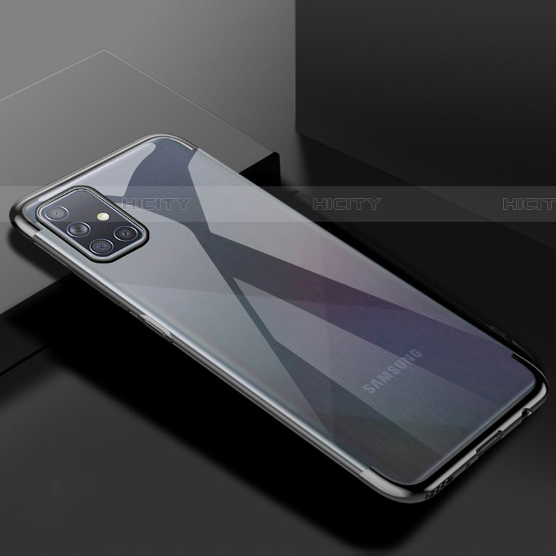 Coque Ultra Fine TPU Souple Housse Etui Transparente H01 pour Samsung Galaxy A71 5G Noir Plus