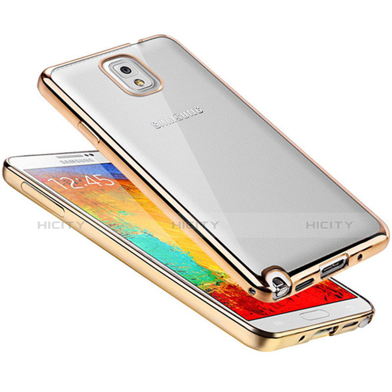 Coque Ultra Fine TPU Souple Housse Etui Transparente H01 pour Samsung Galaxy Note 3 N9000 Or Plus