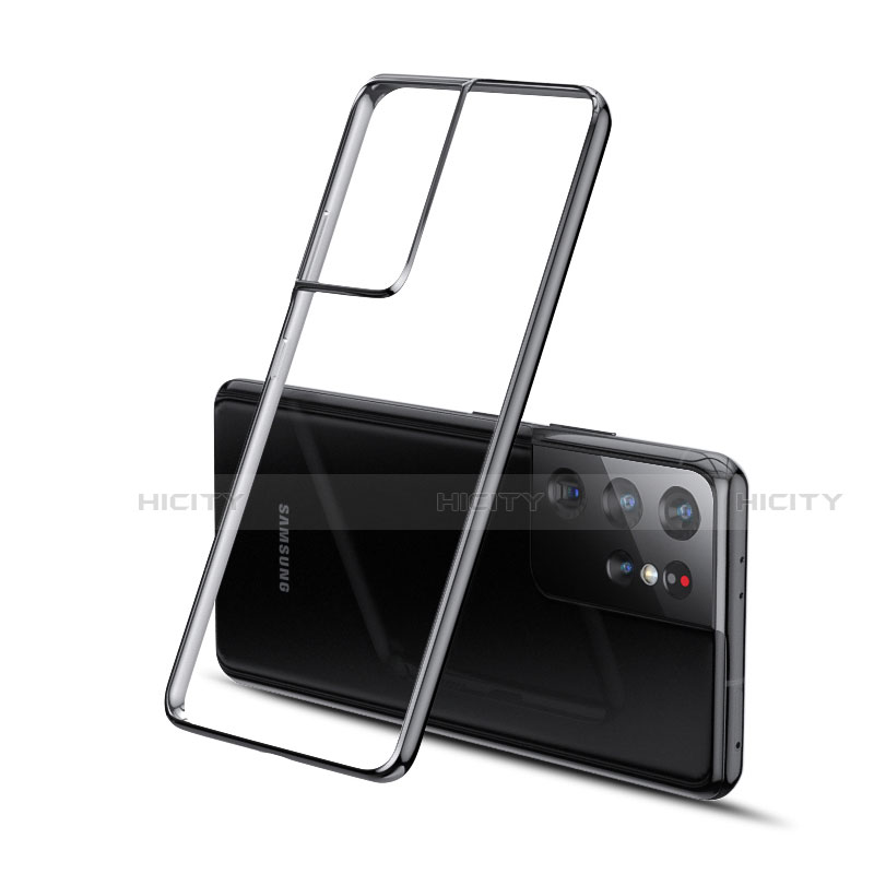 Coque Ultra Fine TPU Souple Housse Etui Transparente H01 pour Samsung Galaxy S21 Ultra 5G Noir Plus