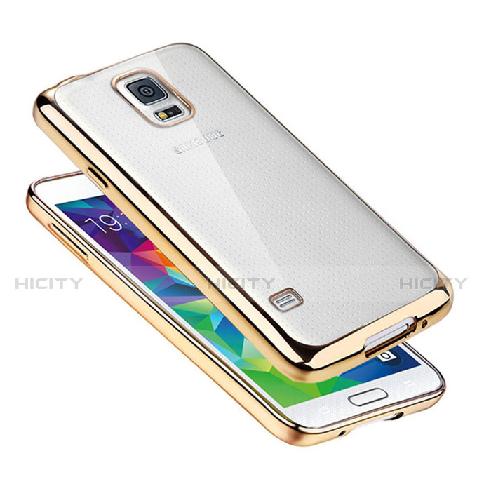 Coque Ultra Fine TPU Souple Housse Etui Transparente H01 pour Samsung Galaxy S5 G900F G903F Or Plus