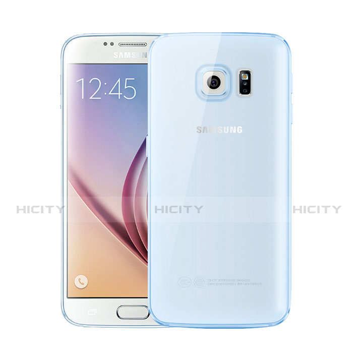 Coque Ultra Fine TPU Souple Housse Etui Transparente H01 pour Samsung Galaxy S6 Duos SM-G920F G9200 Bleu Plus