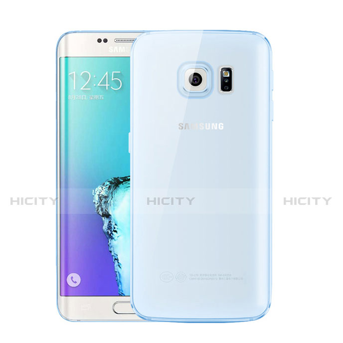 Coque Ultra Fine TPU Souple Housse Etui Transparente H01 pour Samsung Galaxy S6 Edge+ Plus SM-G928F Bleu Plus