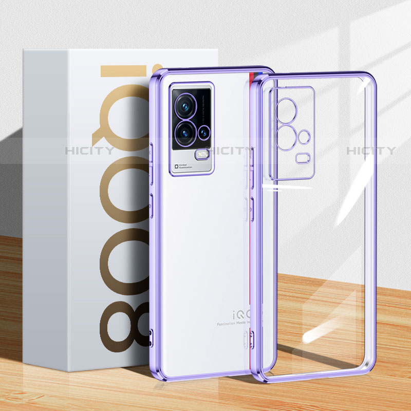 Coque Ultra Fine TPU Souple Housse Etui Transparente H01 pour Vivo iQOO 8 5G Violet Plus