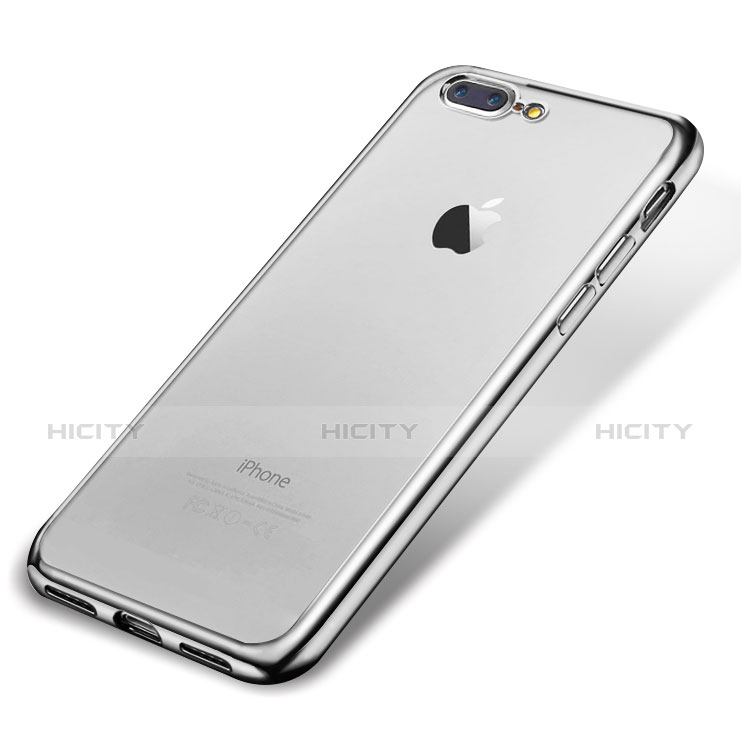 Coque Ultra Fine TPU Souple Housse Etui Transparente H02 pour Apple iPhone 8 Plus Argent Plus