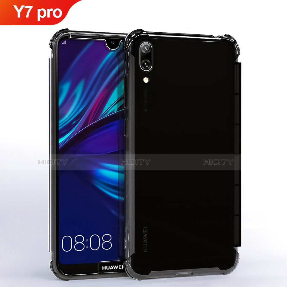 Coque Ultra Fine TPU Souple Housse Etui Transparente H02 pour Huawei Y7 (2019) Noir Plus