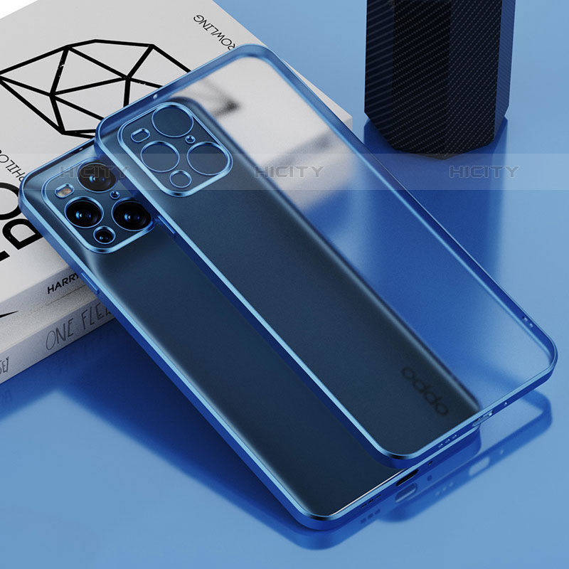 Coque Ultra Fine TPU Souple Housse Etui Transparente H02 pour Oppo Find X3 Pro 5G Bleu Plus