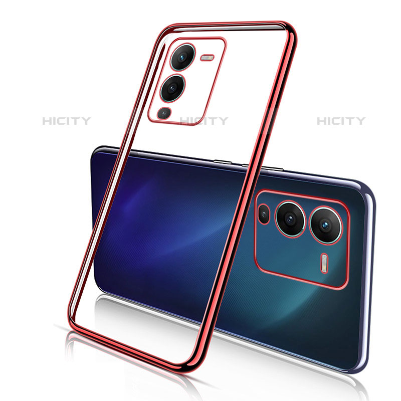 Coque Ultra Fine TPU Souple Housse Etui Transparente H02 pour Vivo V25 Pro 5G Rouge Plus