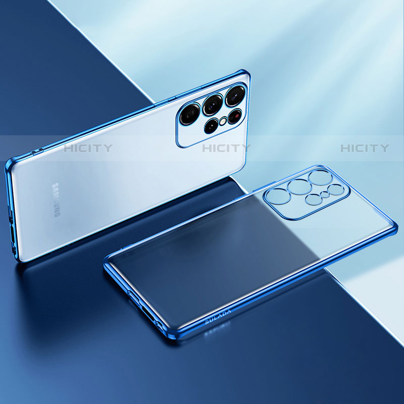 Coque Ultra Fine TPU Souple Housse Etui Transparente H03 pour Samsung Galaxy S21 Ultra 5G Bleu Plus