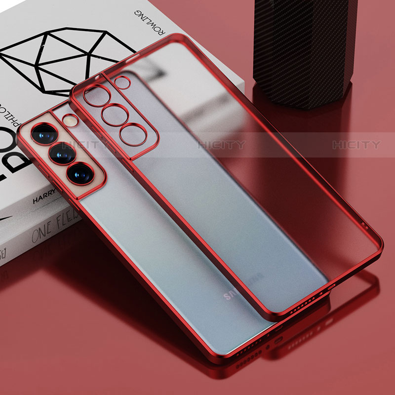 Coque Ultra Fine TPU Souple Housse Etui Transparente H04 pour Samsung Galaxy S21 5G Rouge Plus