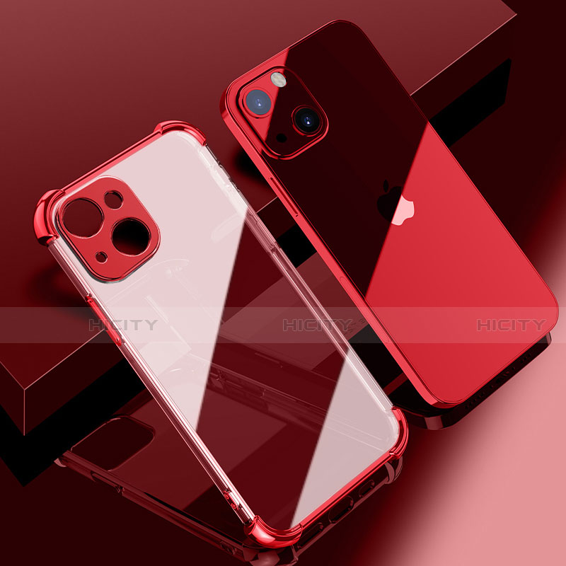 Coque Ultra Fine TPU Souple Housse Etui Transparente H06 pour Apple iPhone 13 Mini Rouge Plus
