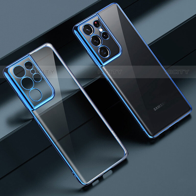 Coque Ultra Fine TPU Souple Housse Etui Transparente H08 pour Samsung Galaxy S23 Ultra 5G Bleu Plus