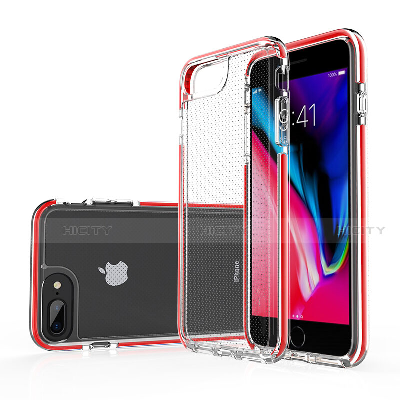 Coque Ultra Fine TPU Souple Housse Etui Transparente HT01 pour Apple iPhone 7 Plus Rouge Plus