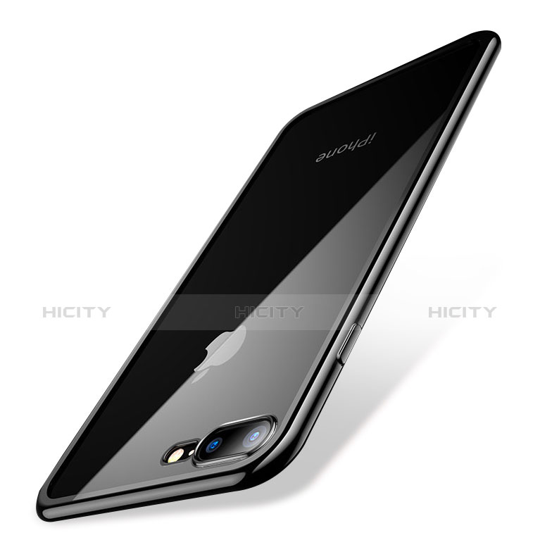 Coque Ultra Fine TPU Souple Housse Etui Transparente Q04 pour Apple iPhone 8 Plus Noir Plus