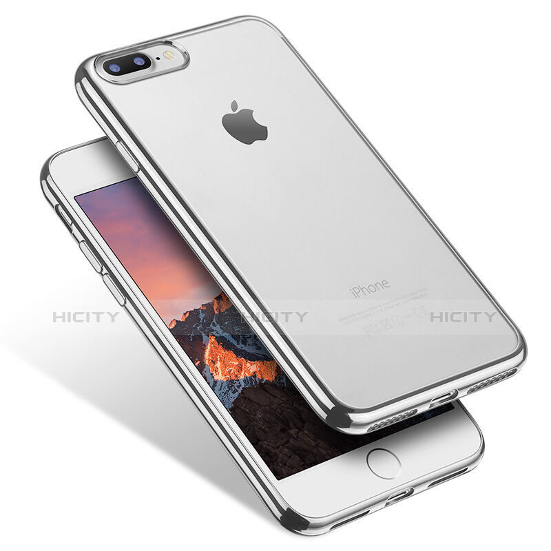 Coque Ultra Fine TPU Souple Housse Etui Transparente Q07 pour Apple iPhone 8 Plus Argent Plus
