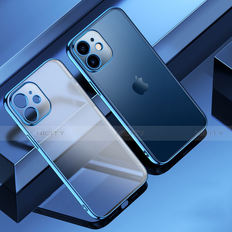 Coque Ultra Fine TPU Souple Housse Etui Transparente S01 pour Apple iPhone 12 Bleu Plus