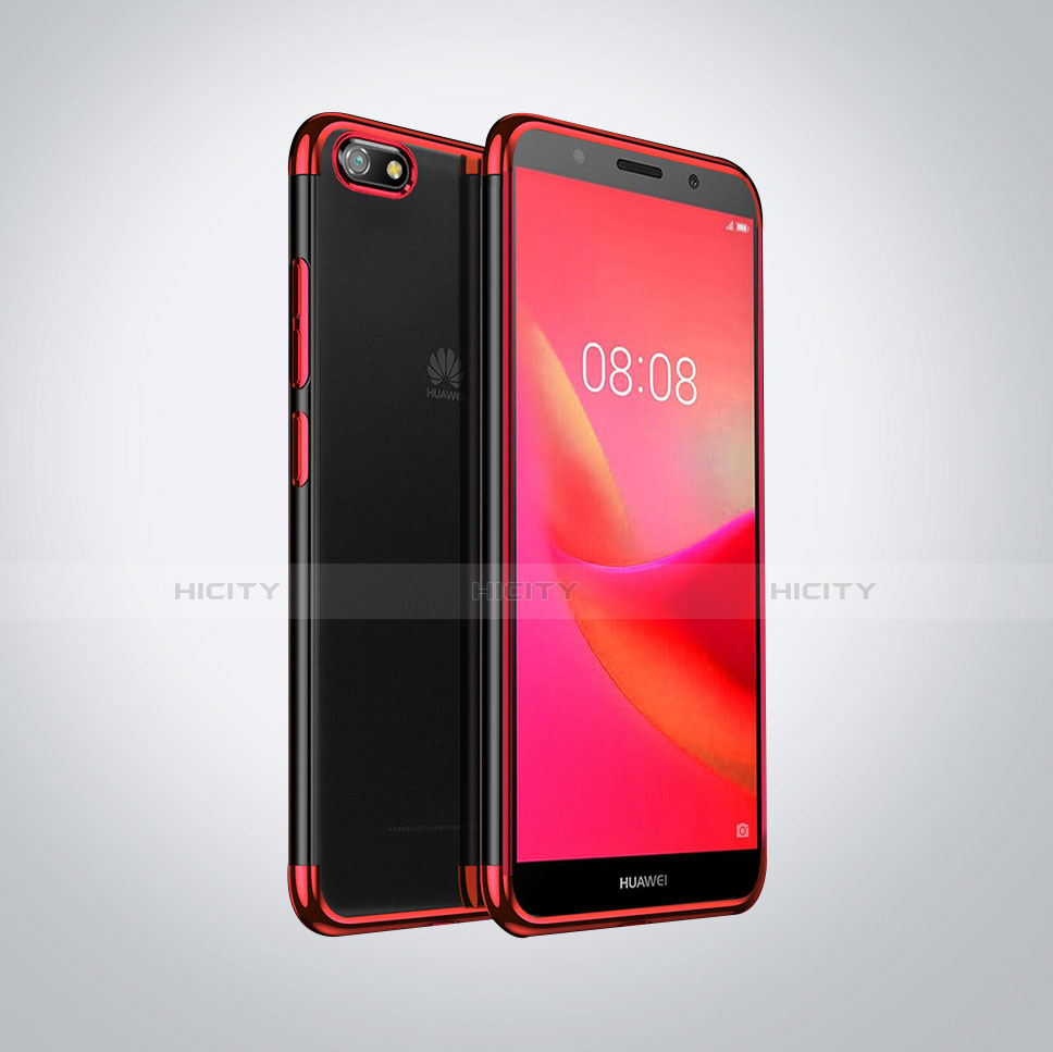 Coque Ultra Fine TPU Souple Housse Etui Transparente S01 pour Huawei Y5 Prime (2018) Rouge Plus