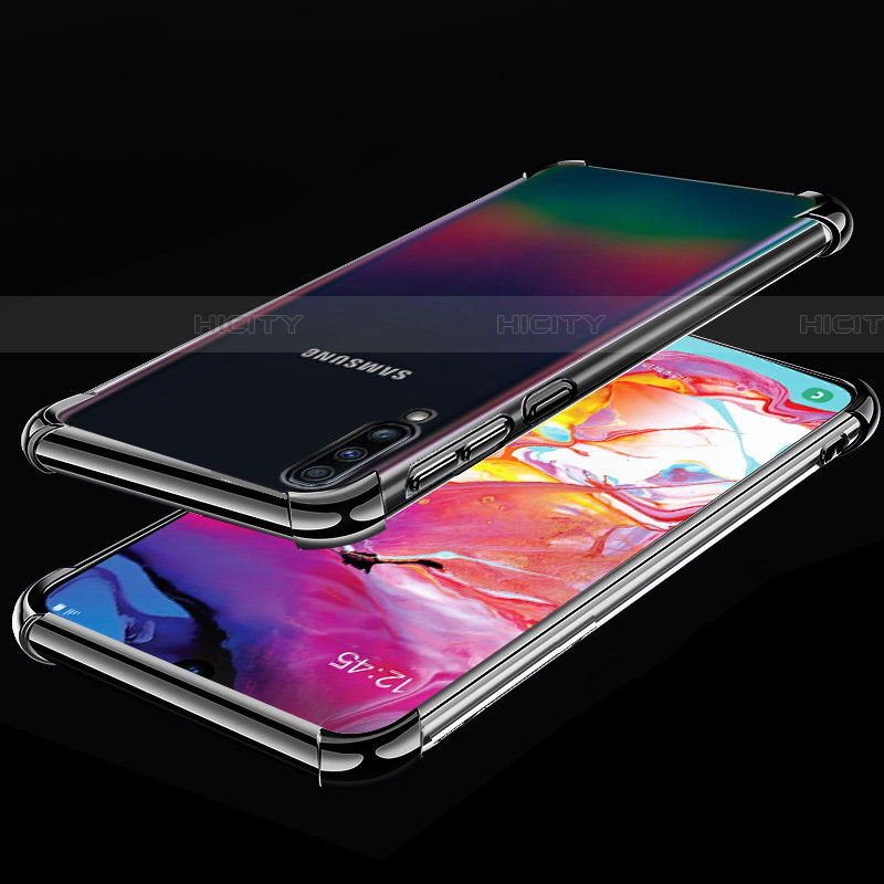 Coque Ultra Fine TPU Souple Housse Etui Transparente S01 pour Samsung Galaxy A70S Noir Plus