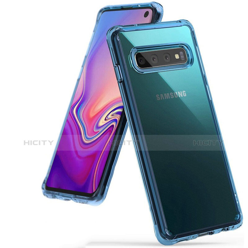 Coque Ultra Fine TPU Souple Housse Etui Transparente S01 pour Samsung Galaxy S10 Bleu Ciel Plus