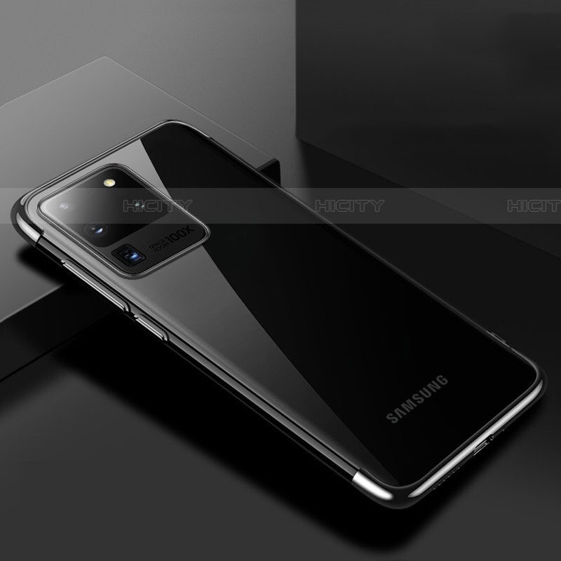 Coque Ultra Fine TPU Souple Housse Etui Transparente S01 pour Samsung Galaxy S20 Ultra 5G Noir Plus