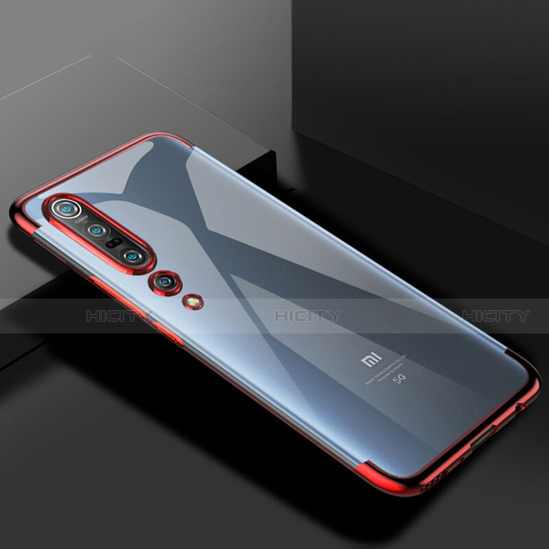 Coque Ultra Fine TPU Souple Housse Etui Transparente S01 pour Xiaomi Mi 10 Pro Rouge Plus