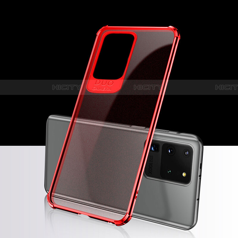 Coque Ultra Fine TPU Souple Housse Etui Transparente S02 pour Samsung Galaxy S20 Ultra 5G Rouge Plus