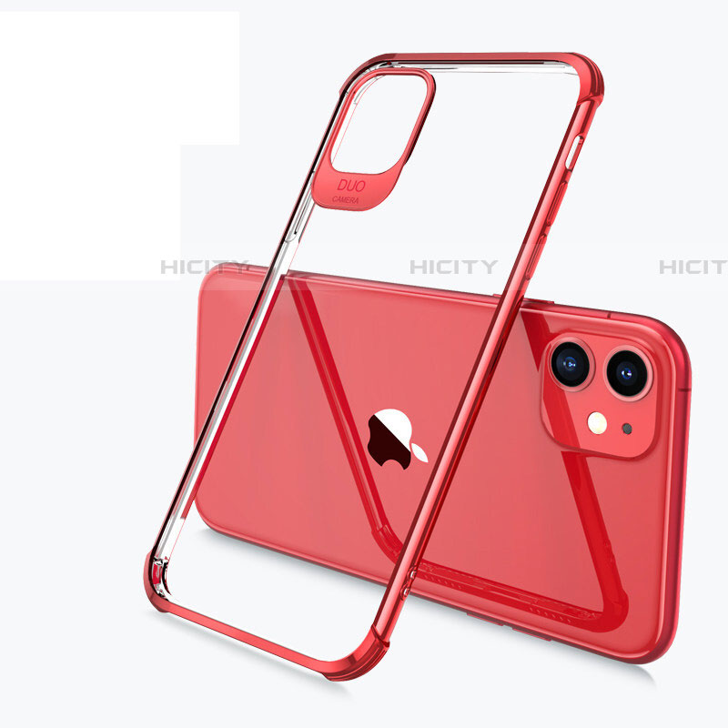 Coque Ultra Fine TPU Souple Housse Etui Transparente S03 pour Apple iPhone 11 Rouge Plus