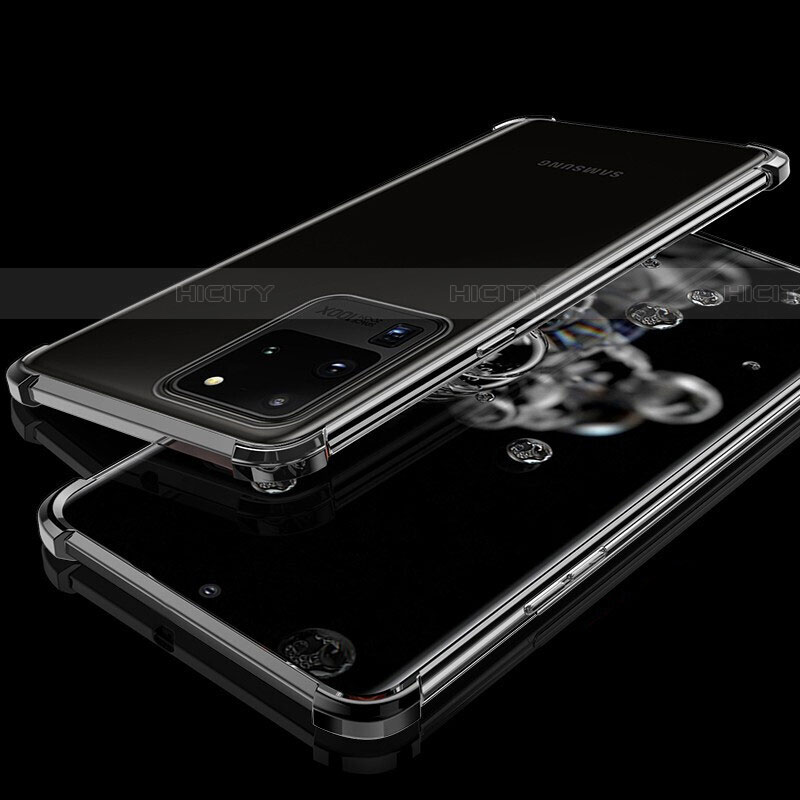Coque Ultra Fine TPU Souple Housse Etui Transparente S03 pour Samsung Galaxy S20 Ultra 5G Noir Plus