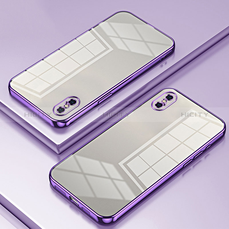 Coque Ultra Fine TPU Souple Housse Etui Transparente SY2 pour Apple iPhone Xs Max Violet Plus