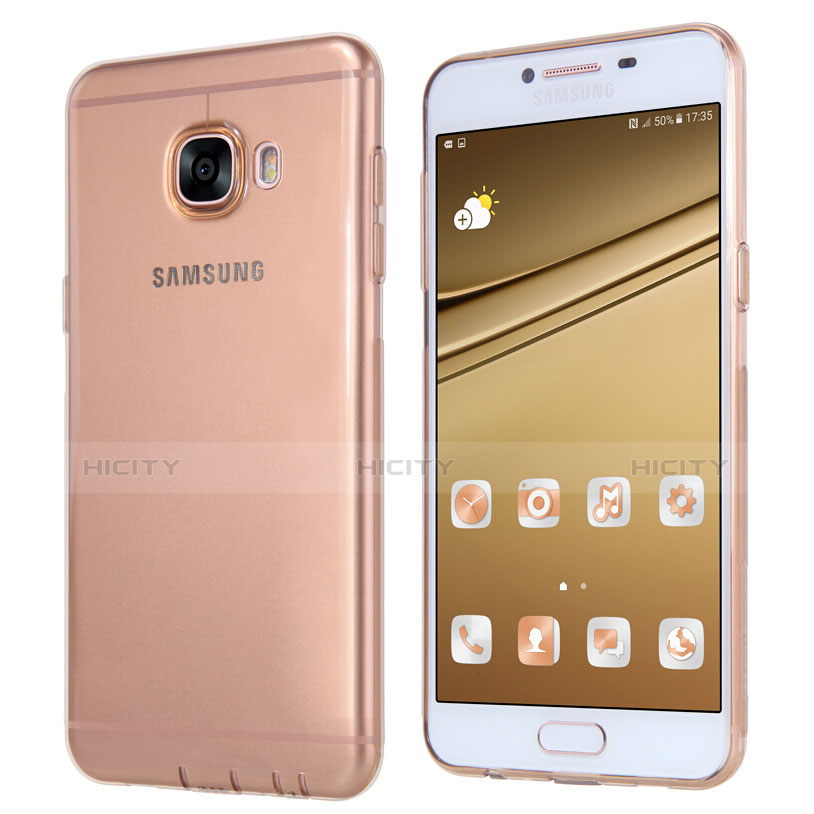 Coque Ultra Fine TPU Souple Transparente T06 pour Samsung Galaxy C7 SM-C7000 Or Plus